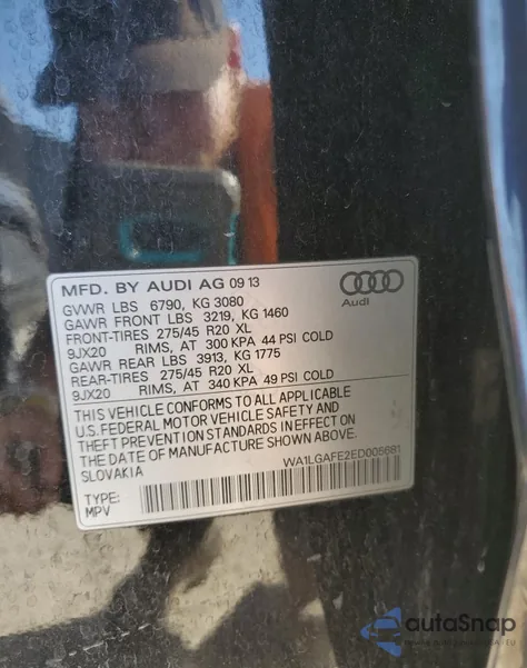 2014 Audi Q7 Premium Plus из США, поврежденный, VIN WA1LGAFE2ED005681